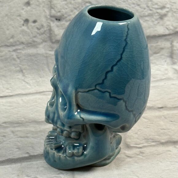 Munktiki Imports Mutant Skull Tiki Mug Blue Glaze 6.5" Tall BRAND NEW - Picture 5 of 7